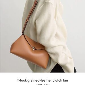 Toteme T Lock Grained Leather Clutch and Shoulder Bag